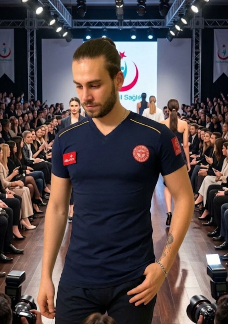 Acil Sağlık Lacivert Penye Koton V Yaka T-Shirt