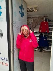 112 Acil Sağlık Kapşonlu fermuarlı kırmızı polar