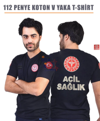 112 Acil Sağlık Penye Koton V Yaka Kısa Kol T-Shirt