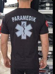 V - Yaka PENYE  112 Paramedik siyah TİŞÖRT armalı
