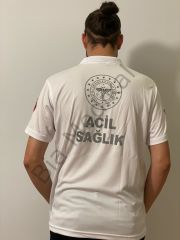 Polo yaka Lacoste Acil Sağlık T-shirt (Beyaz)