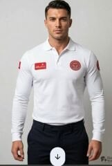 Polo yaka Lacoste Acil Sağlık (Beyaz Uzun Kol)