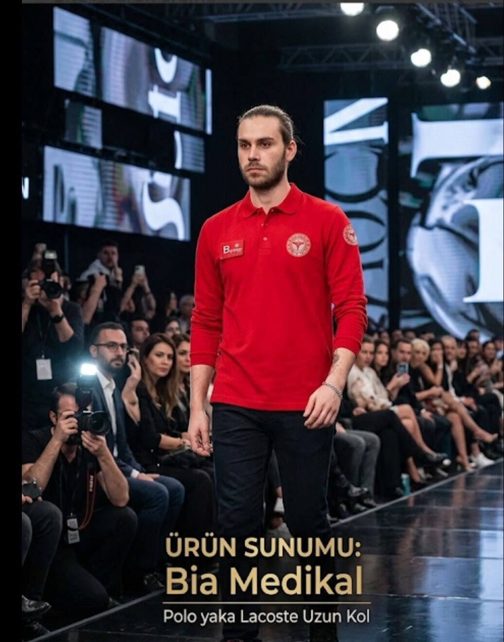 Polo yaka Lacoste Acil Sağlık (Kırmızı Uzun Kol) tişört