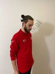 Polo yaka Lacoste Acil Sağlık (Kırmızı Uzun Kol) tişört
