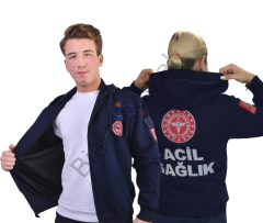 112 Acil Sağlık Kapşonlu Polar Lacivert