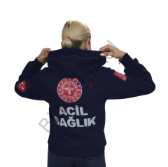 112 Acil Sağlık Kapşonlu Polar Lacivert