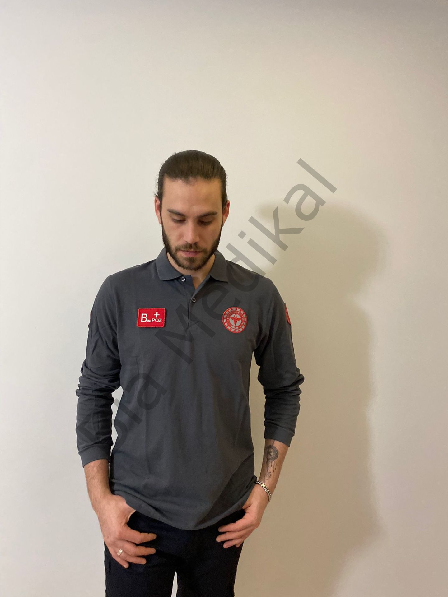 Polo yaka Lacoste Acil Sağlık (gri Uzun Kol)