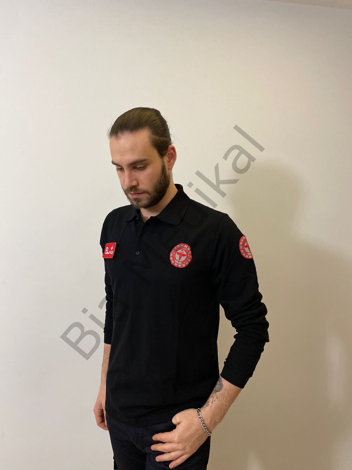 Polo yaka Lacoste Acil Sağlık (Siyah Uzun Kol)