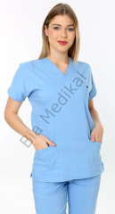 Hemsire formasi likralı scrubs S - 40 Beden - Açık Mürdüm