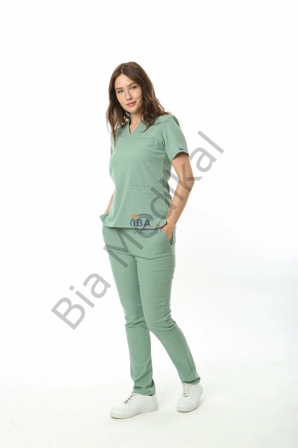 Gofre Likralı Takım (Gizli Cepli ) 3XL - 54-56 Beden - Çağla Yeşili