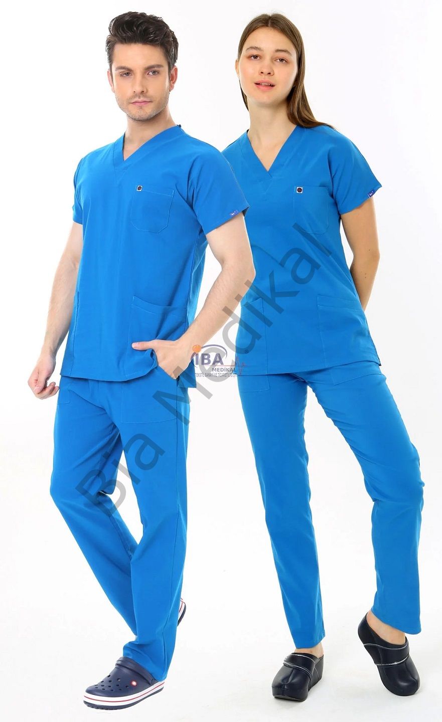 Hemsire formasi likralı scrubs XXL - 50-52 Beden - Açık Petrol Yeşili