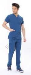 Hemsire formasi likralı scrubs 3XL - 54-56 Beden - Petrol Mavisi