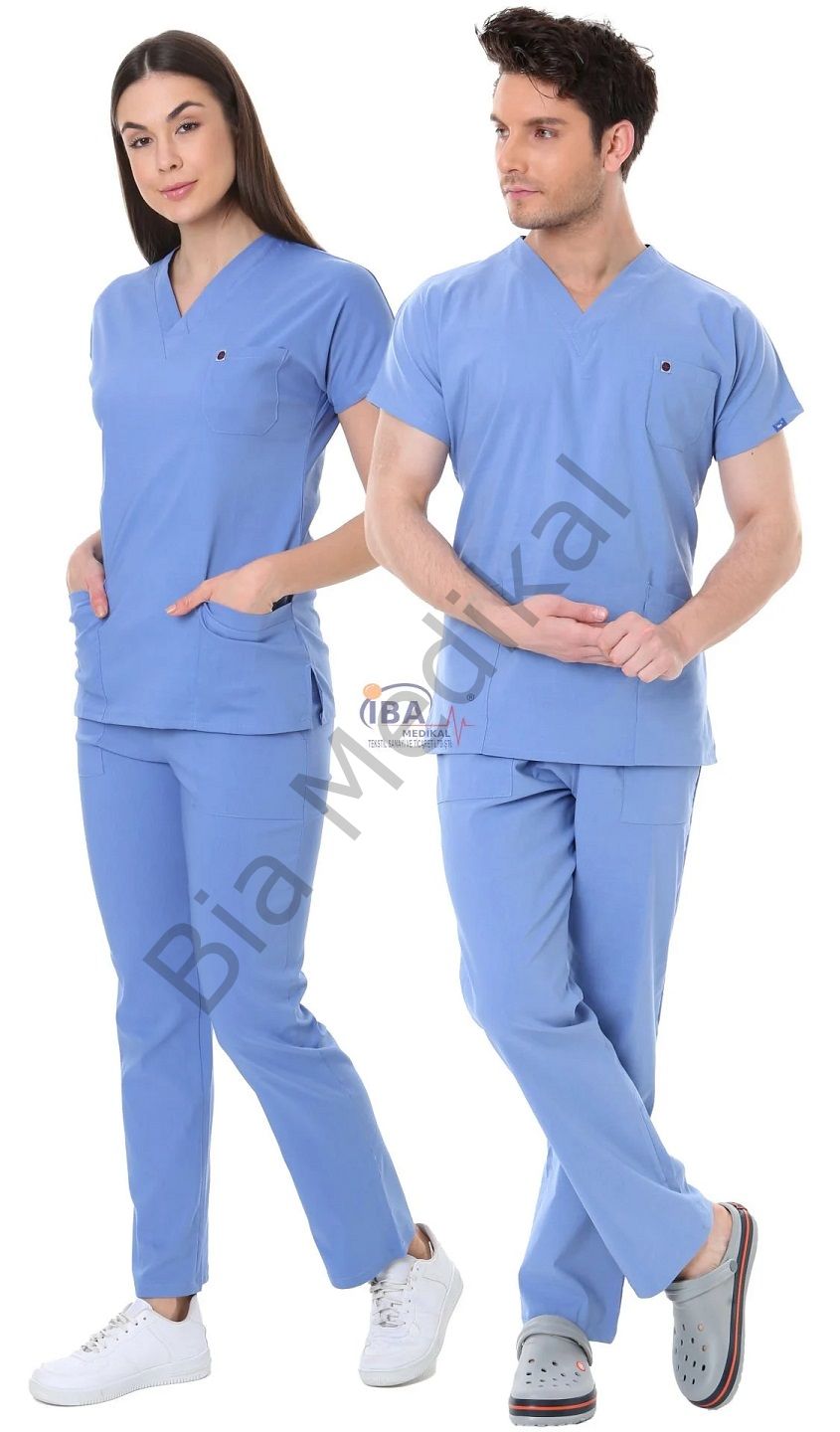 Hemsire formasi likralı scrubs XL - 46-48 Beden - Parlement Mavisi