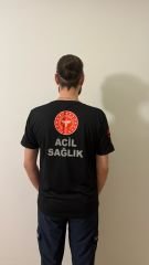 Sıfır yaka Comfort  Acil Sağlık tişört (Siyah)