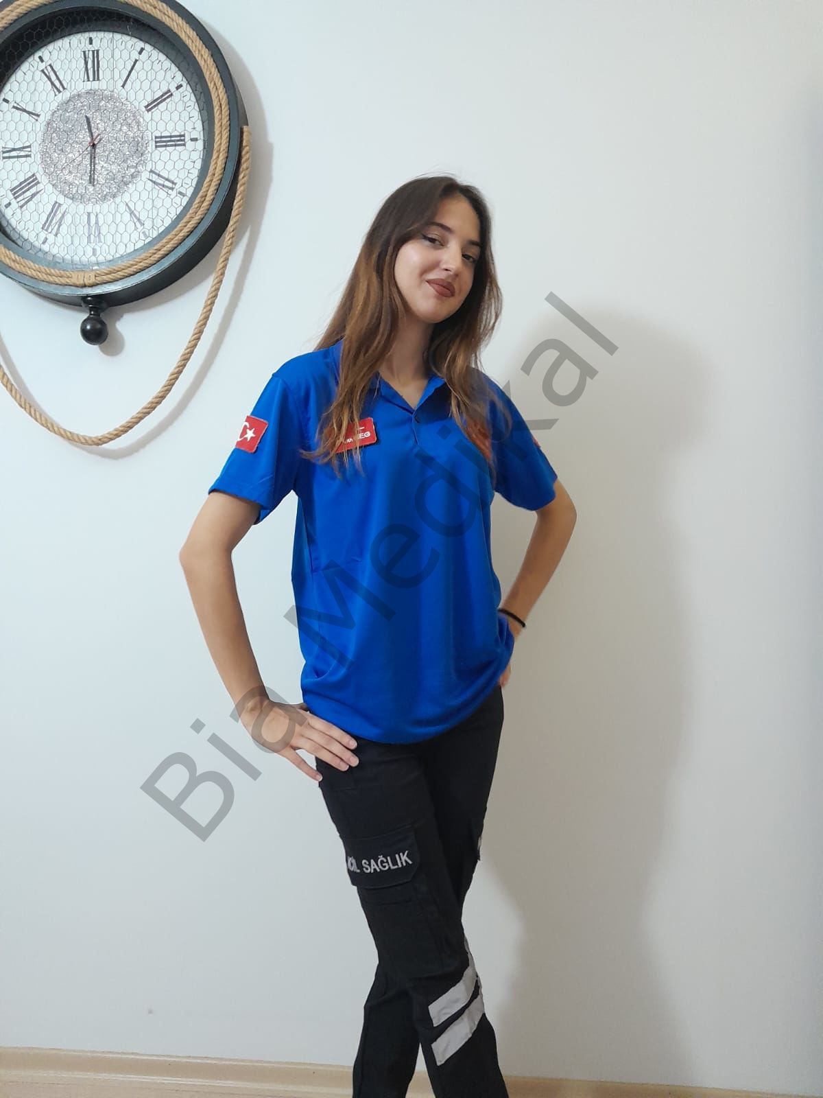 Polo yaka Lakost  112 Acil Sağlık tişört (Saks Mavi)