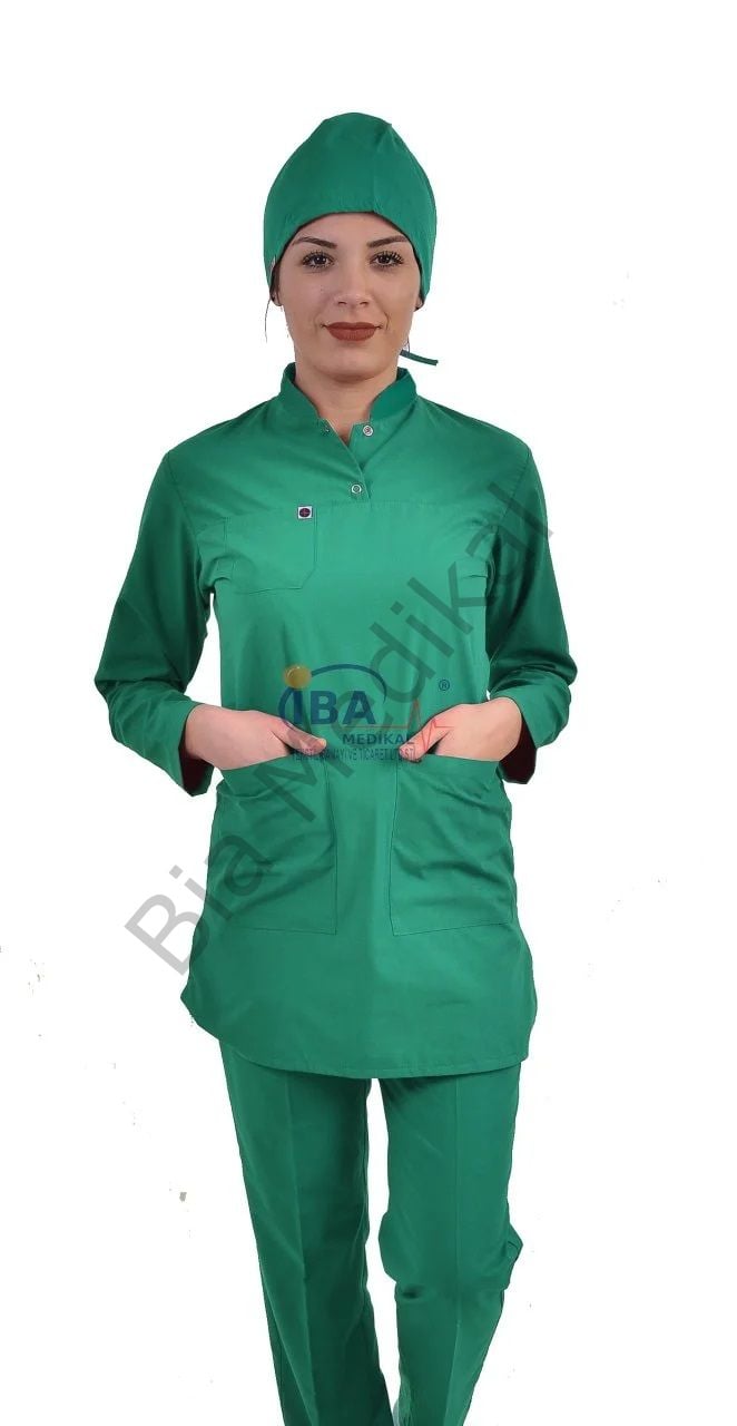 i-Soft Tesettür Likralı Takım L - 44 Beden - Ameliyathane Yeşili