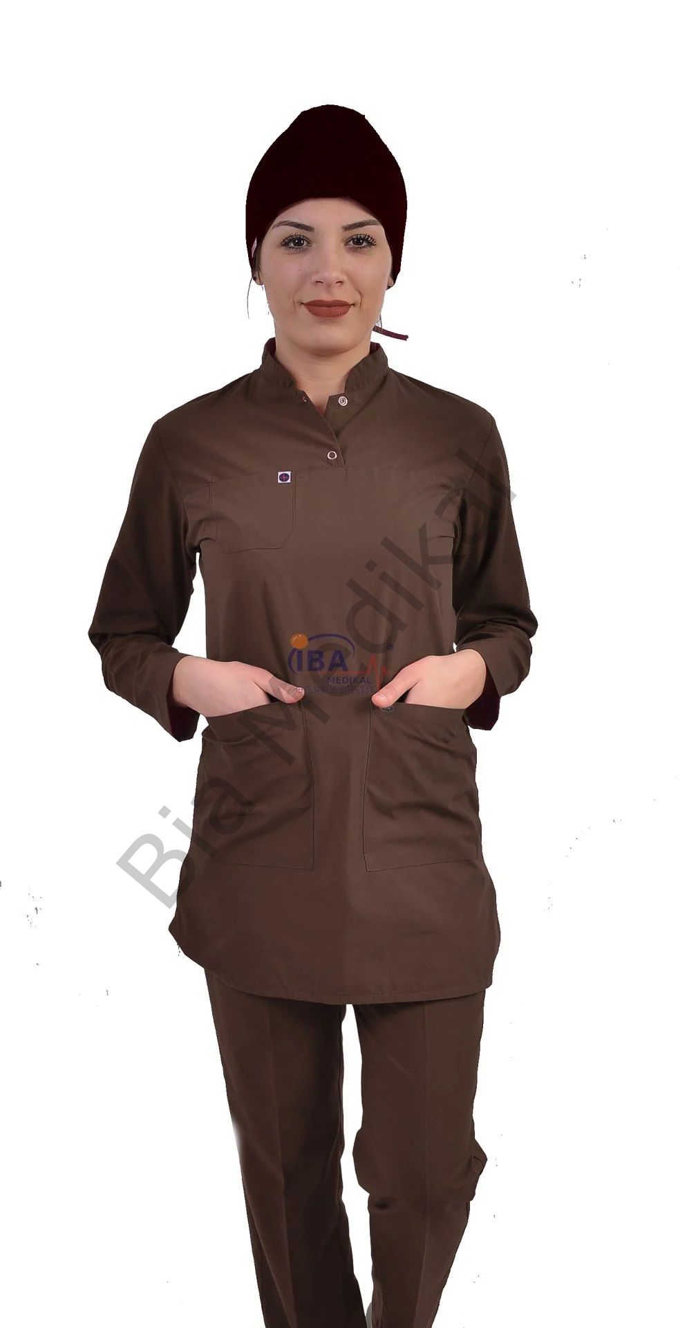 i-Soft Tesettür Likralı Takım XS - 38 Beden - Kahverengi