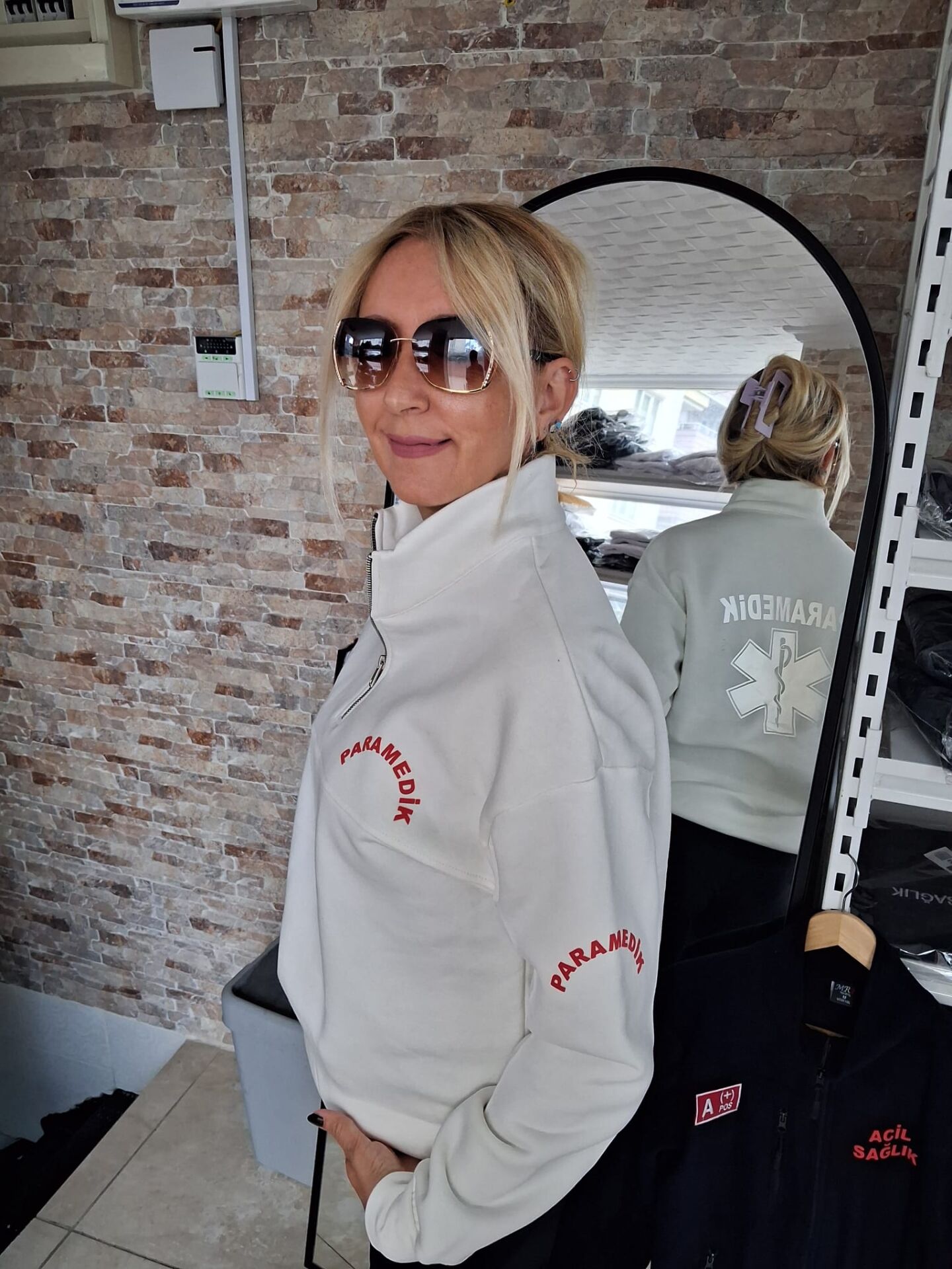 Paramedik  Yarım Fermuarlı Balıkçı Sweat (Beyaz)