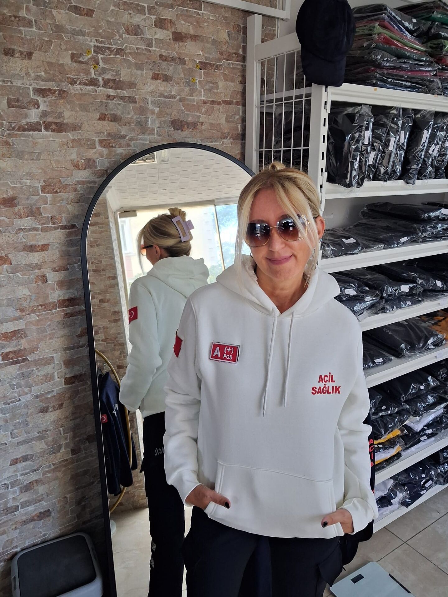 Acil sağlık 112  Kapşonlu Sweat (Beyaz)