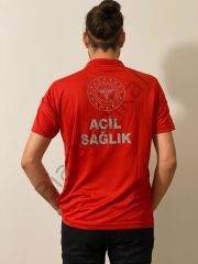 Polo yaka Lacoste 112 Acil Sağlık t-shirt (Kırmızı)