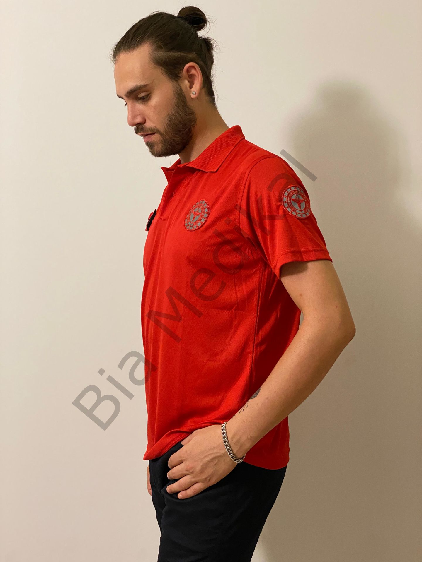 Polo yaka Lacoste 112 Acil Sağlık t-shirt (Kırmızı)