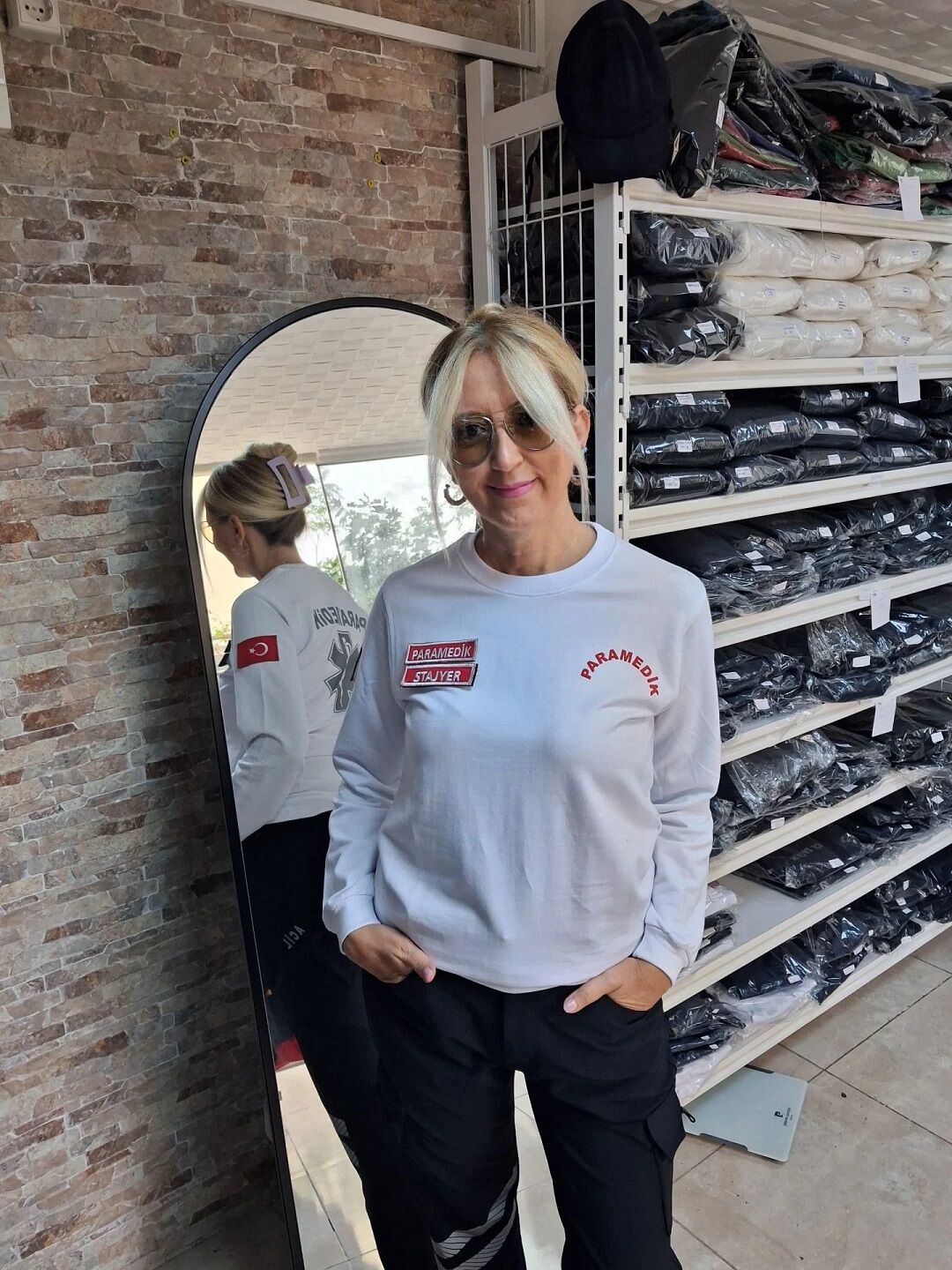 Paramedik Bisiklet yaka Sweat (Beyaz)