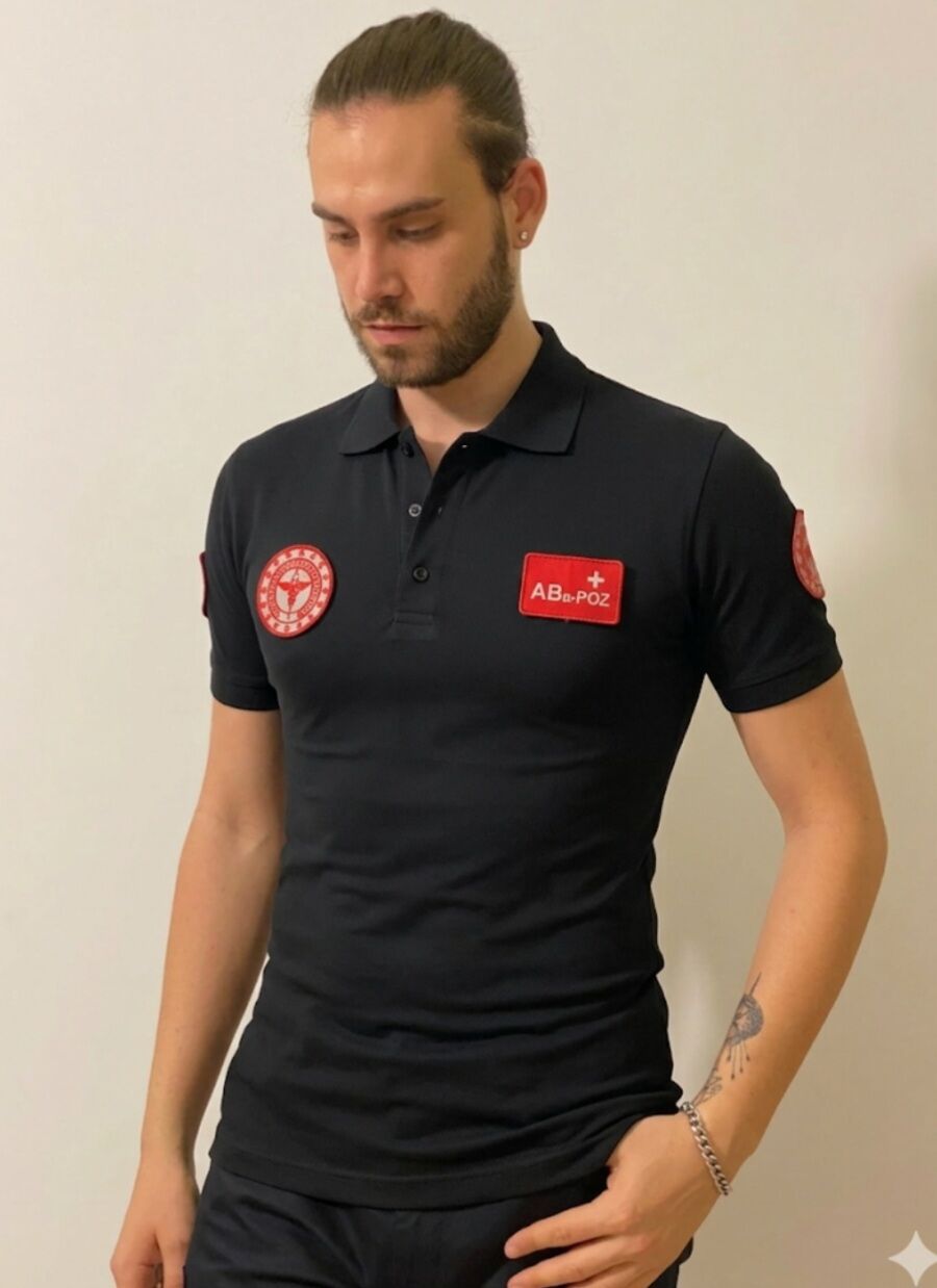 Polo yaka Lacoste Acil Sağlık (Siyah) tişört