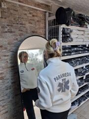 Paramedik  Yarım Fermuarlı Balıkçı Sweat (Beyaz) nakışlı