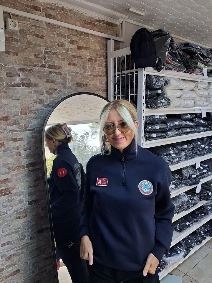 Paramedik  Yarım Fermuarlı Balıkçı Sweat (Lacivert) nakışlı