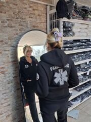 PARAMEDİK Kapşonlu fermuarlı siyah polar