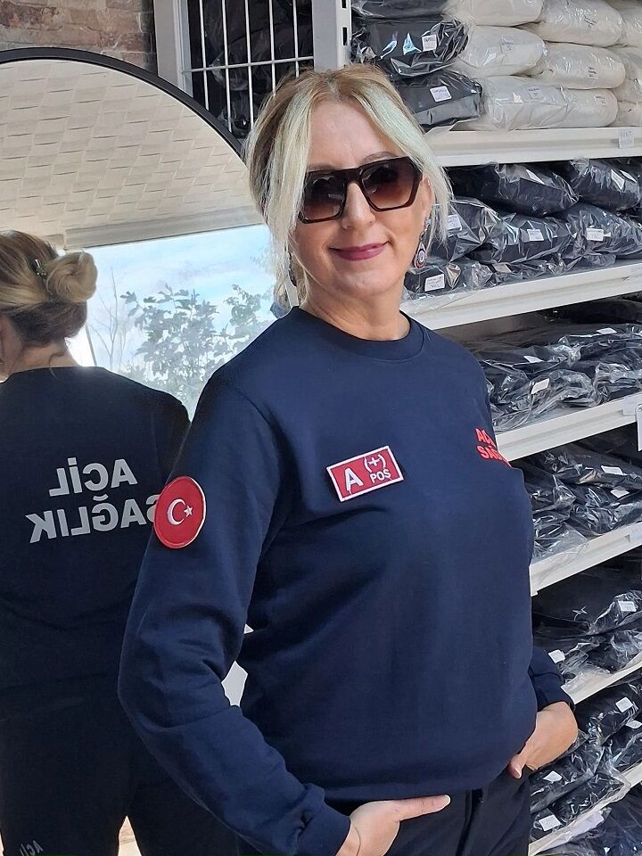 112 Acil Sağlık Sıfır Yaka Sweat (Lacivert)puf baskı