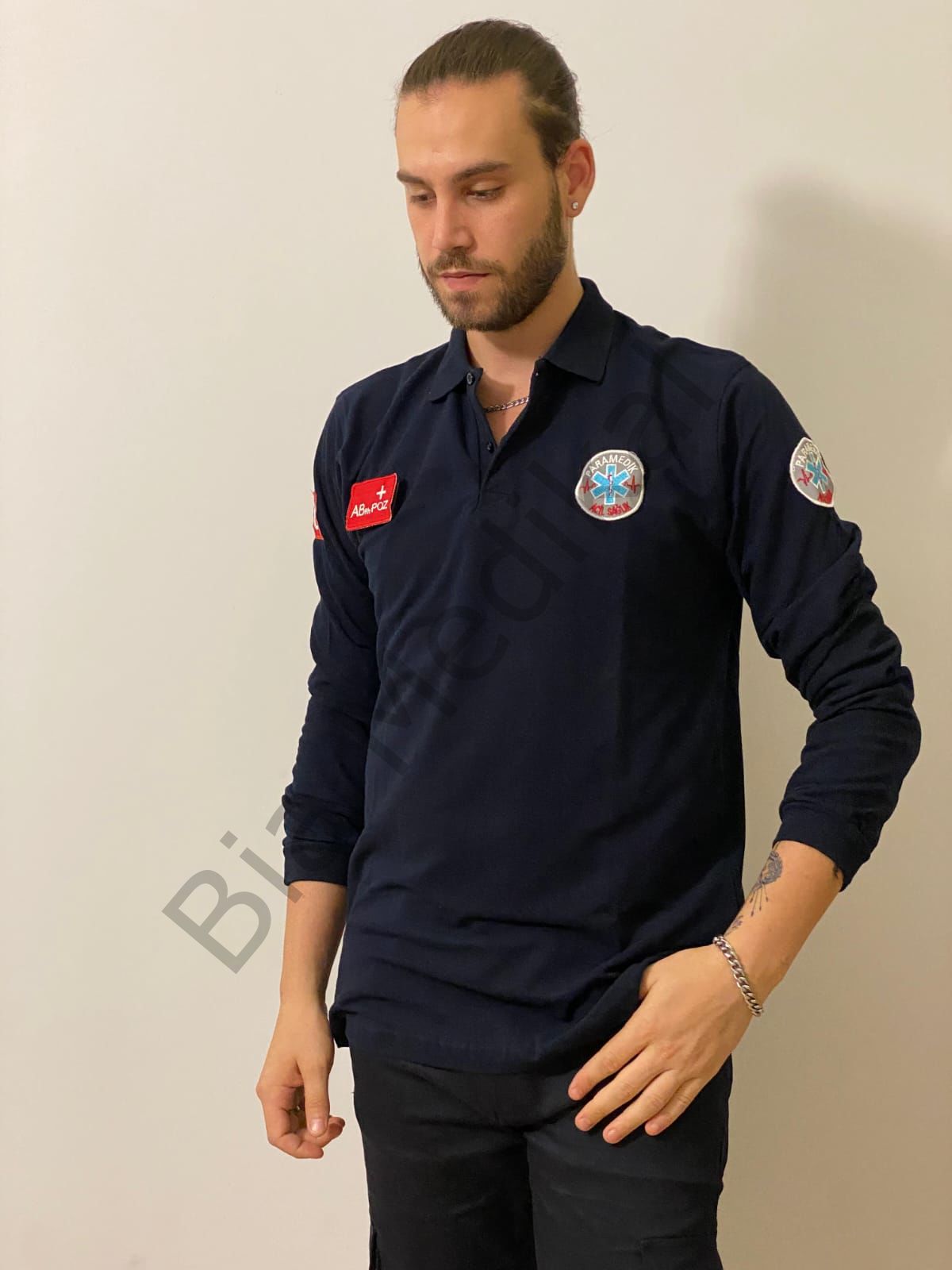Polo yaka Lakost Paramedik Uzun Kol  (Lacivert)