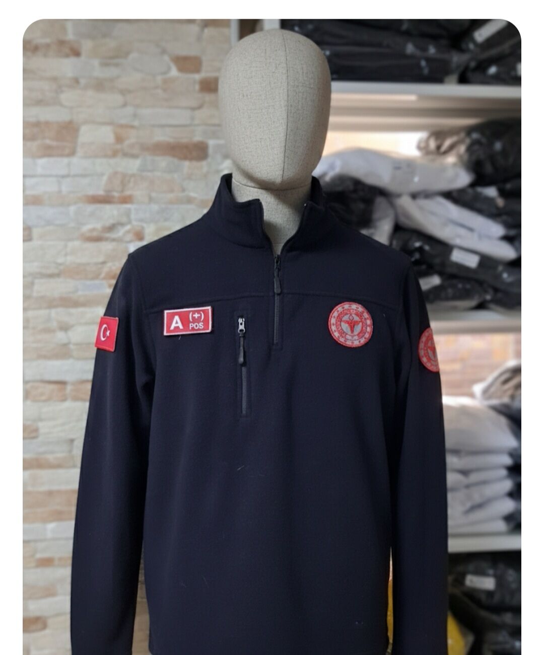 112 Acil Sağlık Yarım Fermuarlı Balıkçı Sweat lacivert(armalı)