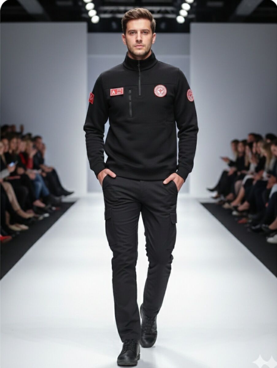 112 Acil Sağlık Yarım Fermuarlı Balıkçı Sweat lacivert(armalı)