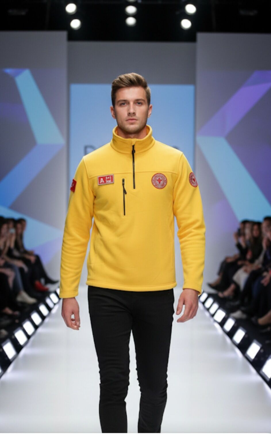 112 Acil Sağlık Yarım Fermuarlı Balıkçı Sweat (Sarı)armalı