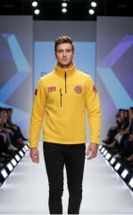 112 Acil Sağlık Yarım Fermuarlı Balıkçı Sweat (Sarı)armalı