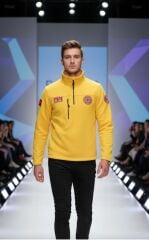 112 Acil Sağlık Yarım Fermuarlı Balıkçı Sweat (Sarı)armalı