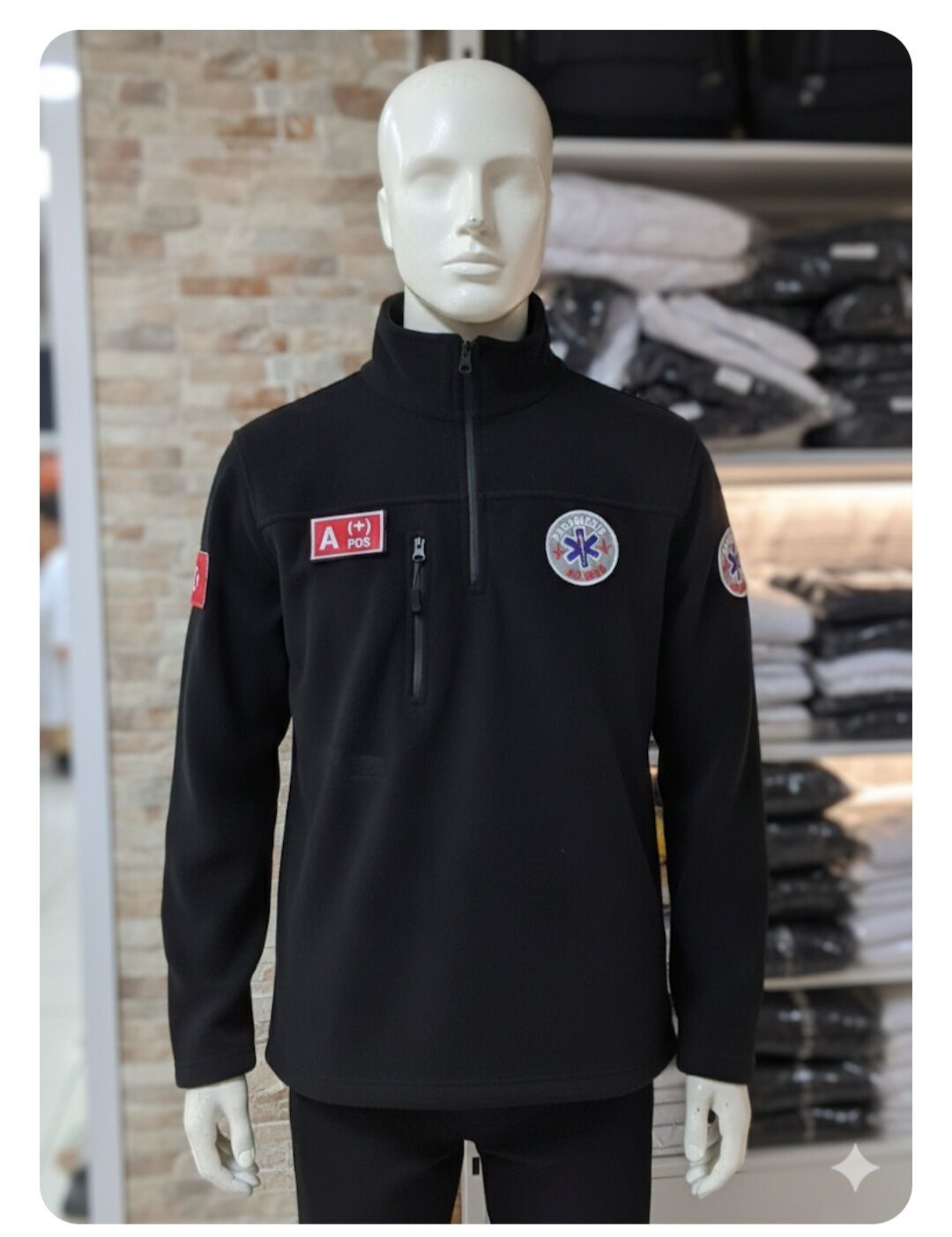 Paramedik Yarım Fermuarlı Balıkçı Sweat (siyah )