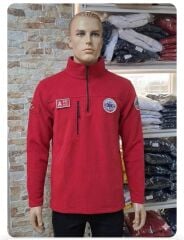 Paramedik Yarım Fermuarlı Balıkçı Sweat (Kırmızı)