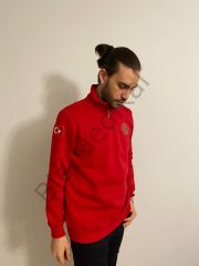 112 Acil Sağlık Yarım Fermuarlı Balıkçı Sweat (Kırmızı)