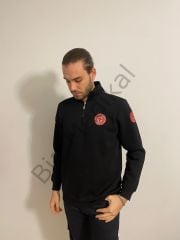 112 Acil Sağlık Yarım Fermuarlı Balıkçı Sweat(Siyah)
