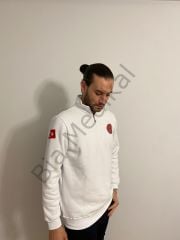 112 Acil Sağlık Yarım Fermuarlı Balıkçı Sweat (Beyaz)