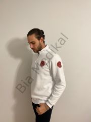 112 Acil Sağlık Yarım Fermuarlı Balıkçı Sweat (Beyaz)