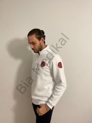 Acil Sağlık Yarım Fermuarlı Balıkçı Sweat (Beyaz)